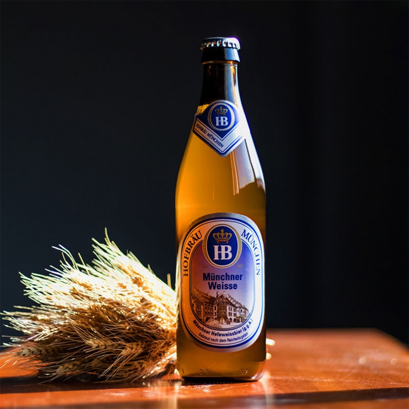 国内现货 HB啤酒1箱20瓶 德国慕尼黑皇家小麦啤酒 白啤酒500ml/瓶（有效期至2024年3月） 玻璃瓶装
